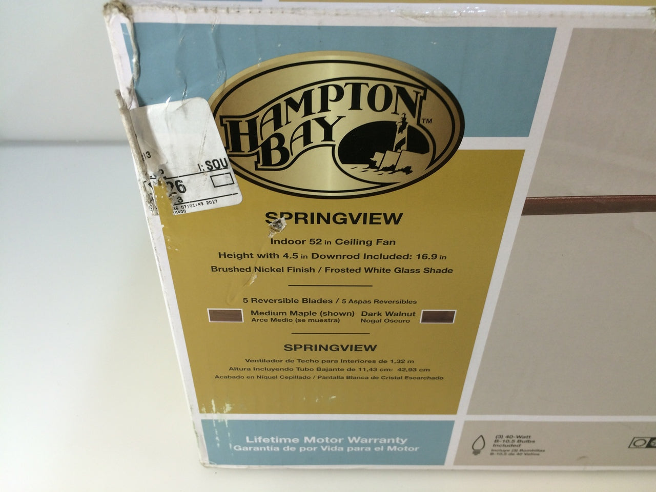 Hampton Bay 14922 Springview 52 in. Brushed Nickel Ceiling Fan 750809 ...