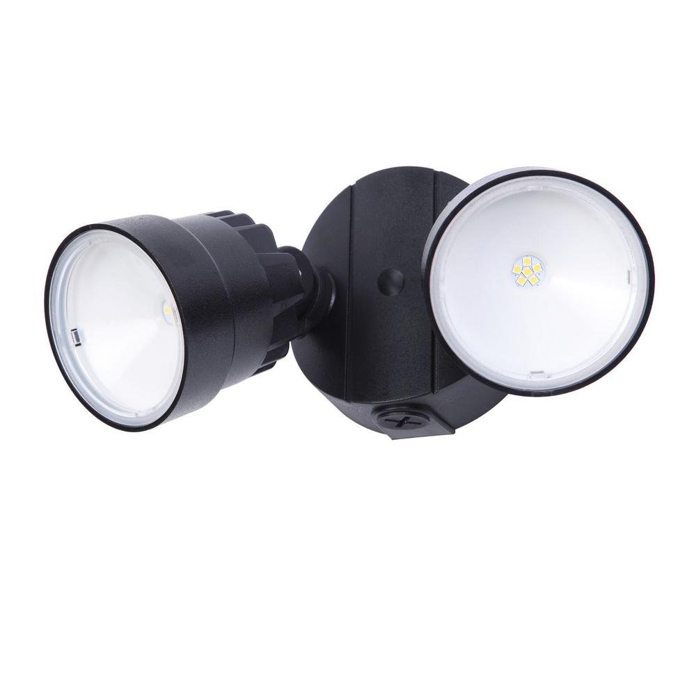 LUTEC P6221B 2-Light Black Outdoor Integrated LED Wall Mount Flood Light