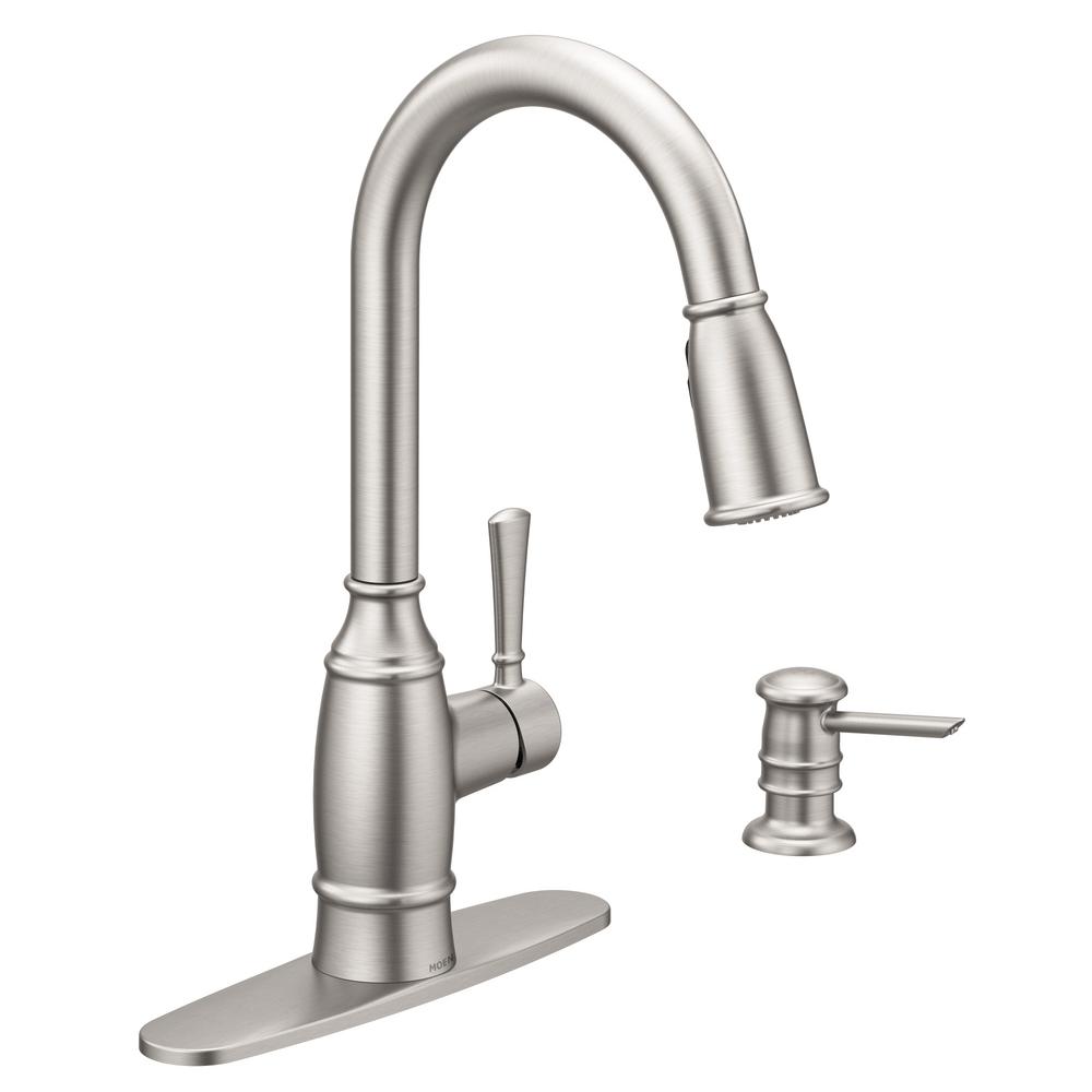 Moen 87791SRS Noell Spot Resist Stainless Pulldown Kitchen Faucet 1002148008