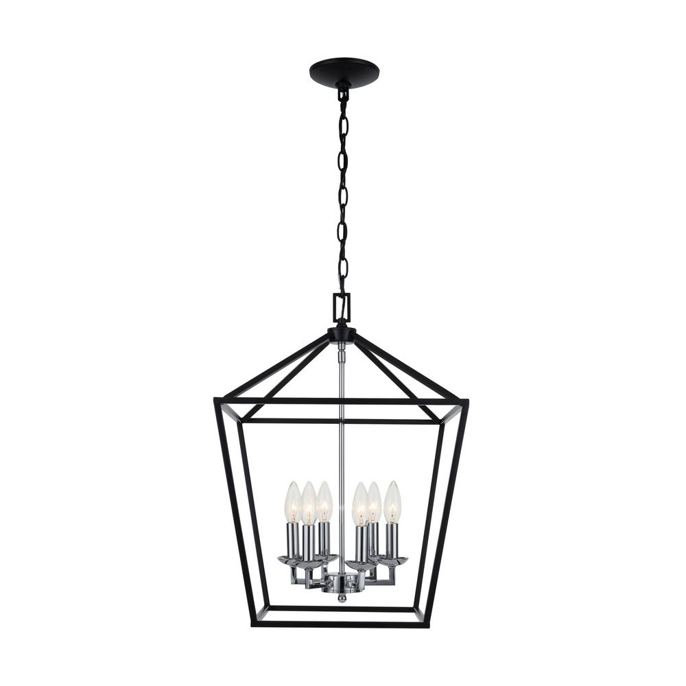 Home Decorators Weyburn 6-Light Black Polish Chrome Caged Chandelier CP-KB 66201