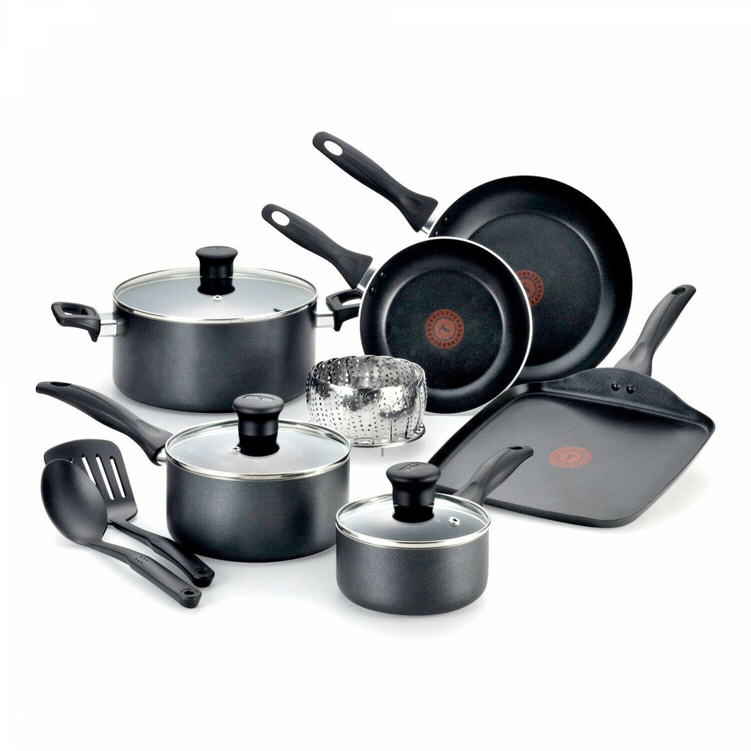 T-fal Pure Cook Non-Stick 12-Piece Aluminum Cookware Set Black B239SCDI