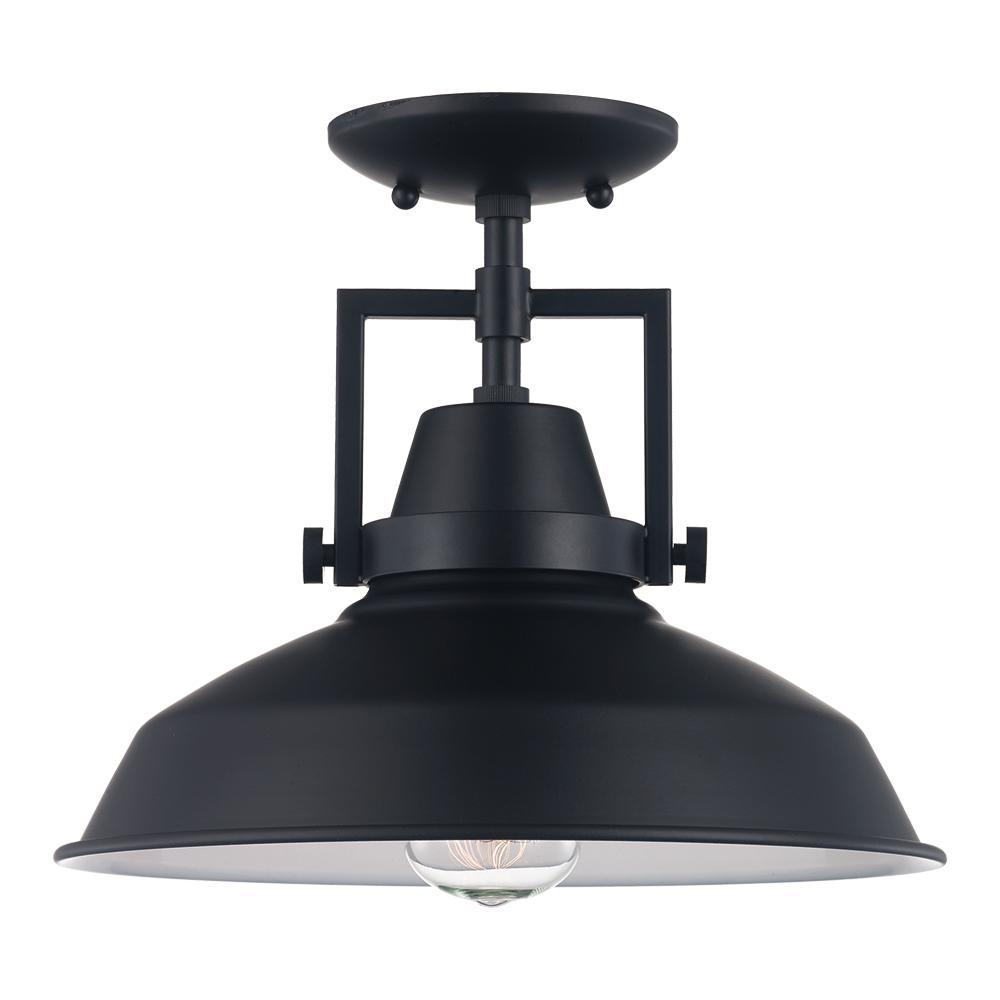 Monteaux Lighting 12 in. Monteaux 1-Light Black Semi- Flush Mount DC-C4927-12