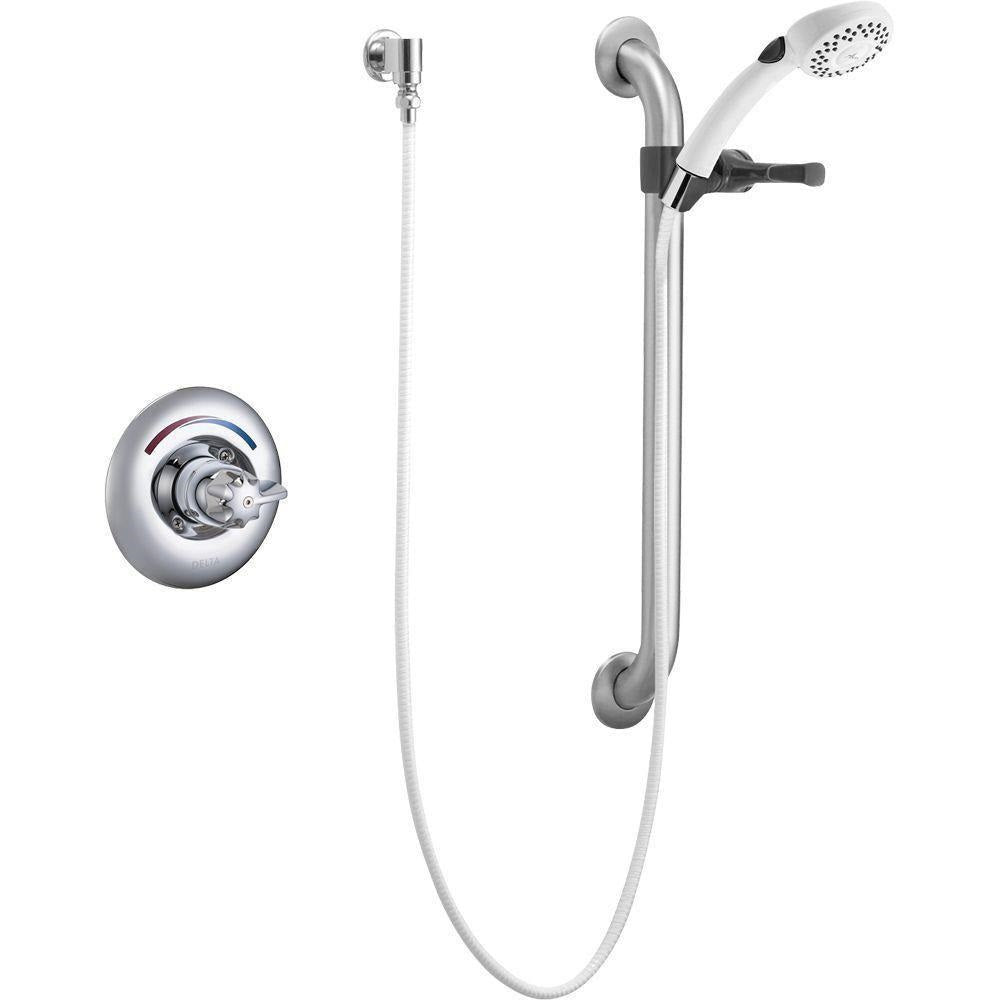 Delta T13H153 Commercial Single-Handle 2-Spray Tub and Shower Faucet, Chrome