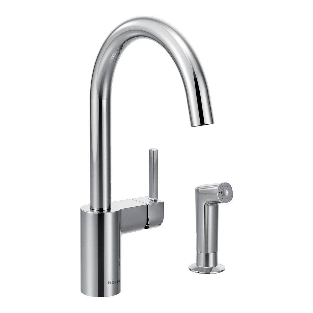 MOEN 7165 Align 1-Handle Standard Kitchen Faucet with Side Sprayer in Chrome