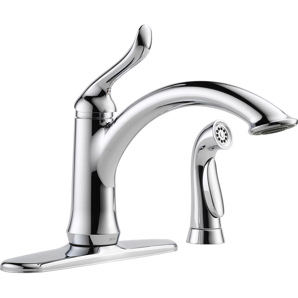 Delta 4453-DST Linden 1-Handle Standard Kitchen Faucet w/ Side Sprayer, Chrome