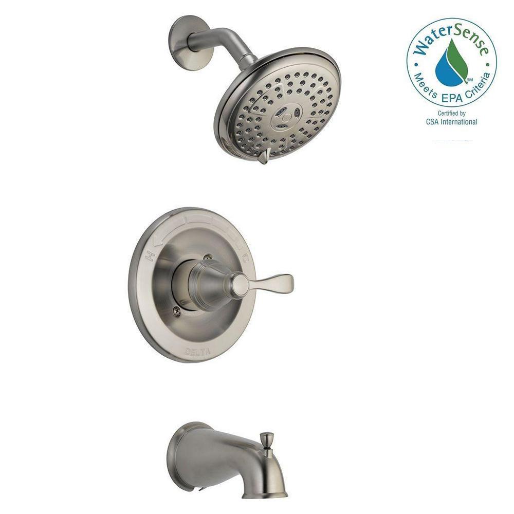 Delta 144984-BN-A Porter 1-Handle 3-Spray Tub & Shower Faucet Brushed Nickel