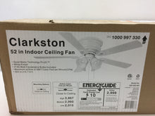 Load image into Gallery viewer, Clarkston 52 in. SW1480WH Indoor White Ceiling Fan with Light Kit 1000997330
