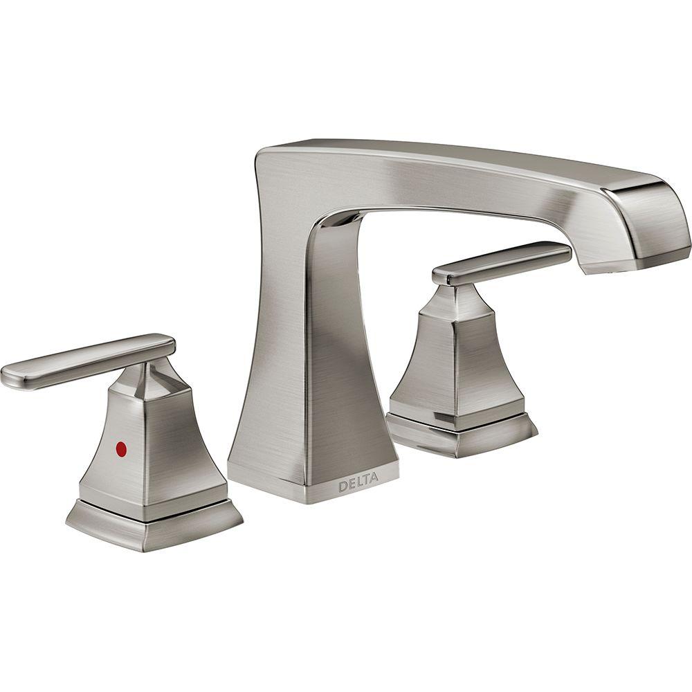 Delta T2764-SS Ashlyn 2-Handle Deck-Mount Roman Tub Faucet Trim Kit, Stainless