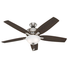 Load image into Gallery viewer, Hunter 54162 Newsome 56&quot; Indoor Brushed Nickel Bowl Light Kit Ceiling Fan
