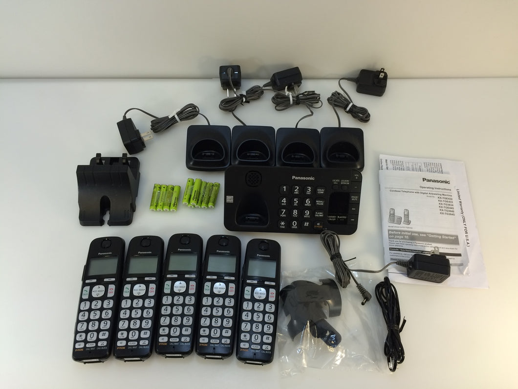 Panasonic KX-TGE445B Dect 6.0 Plus Cordless Phone System with 5 Handsets