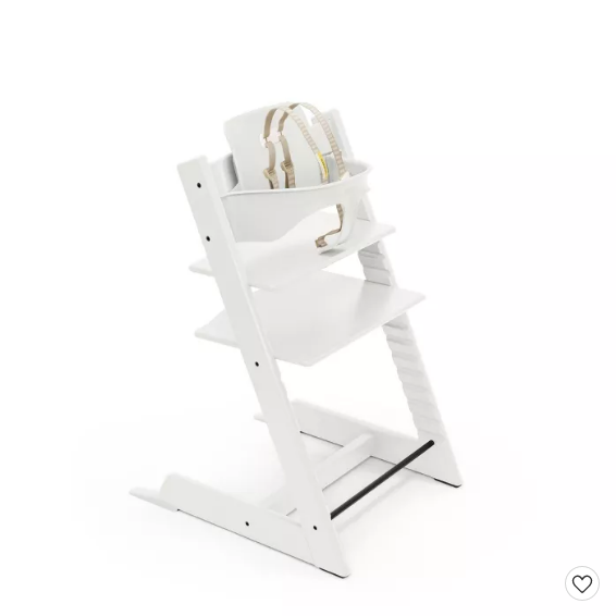 Stokke Tripp Trapp Baby High Chair with Baby Set & Extended Gliders, White