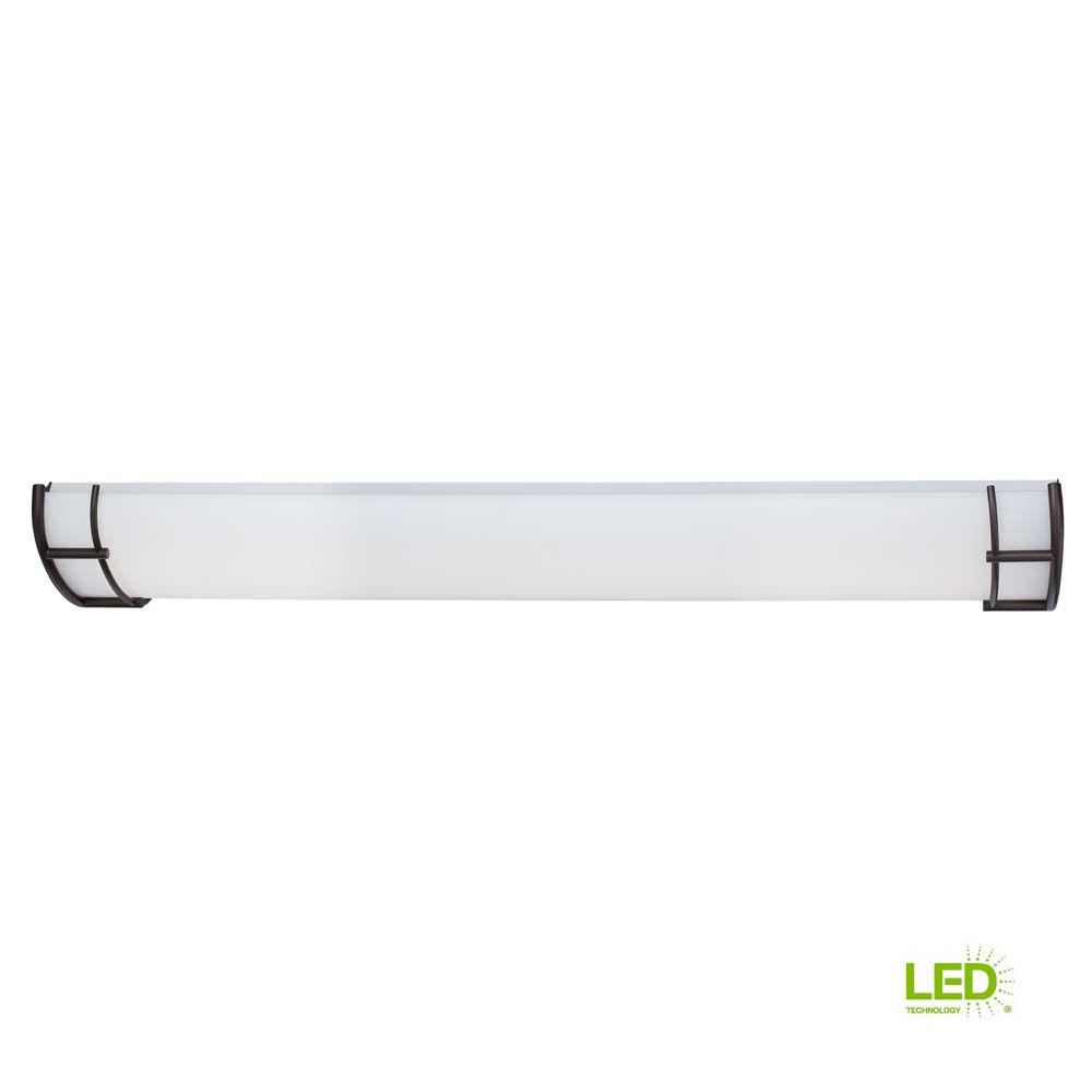 Hampton Bay 4 ft. Rail Oil-Rubbed Bronze Integrated LED Flushmount 1001266159