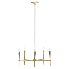 Load image into Gallery viewer, Globe Electric Elena 5-Light Contemporary Brushed Brass Chandelier 65611
