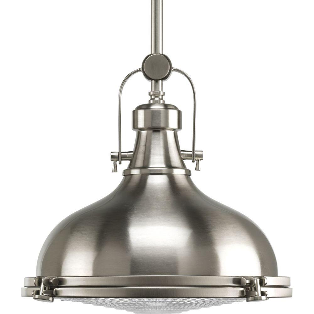 Progress Lighting Fresnel 1-Light Brushed Nickel Pendant Fresnel Lens P5188-09