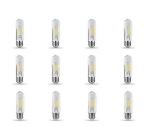 (12-PACK) Feit Electric 40W Equivalent T10 Dimmable LED Light Bulbs Soft White