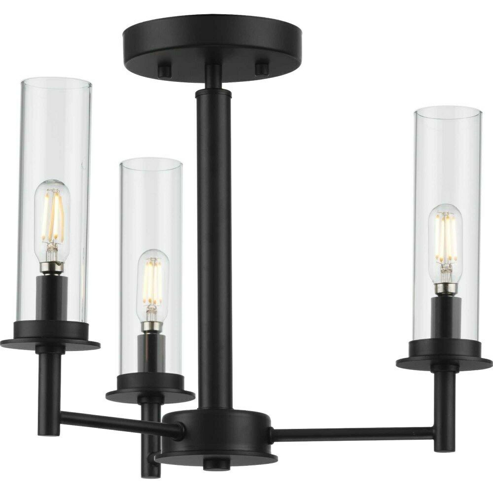 Progress Lighting Kellwyn 3-Light Matte Black Semi-Flush Mount Light P400250-031