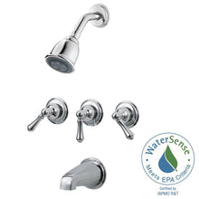 Load image into Gallery viewer, Pfister G01-81BC 3-Handle Tub &amp; Shower Faucet Trim Kit, Polished Chrome
