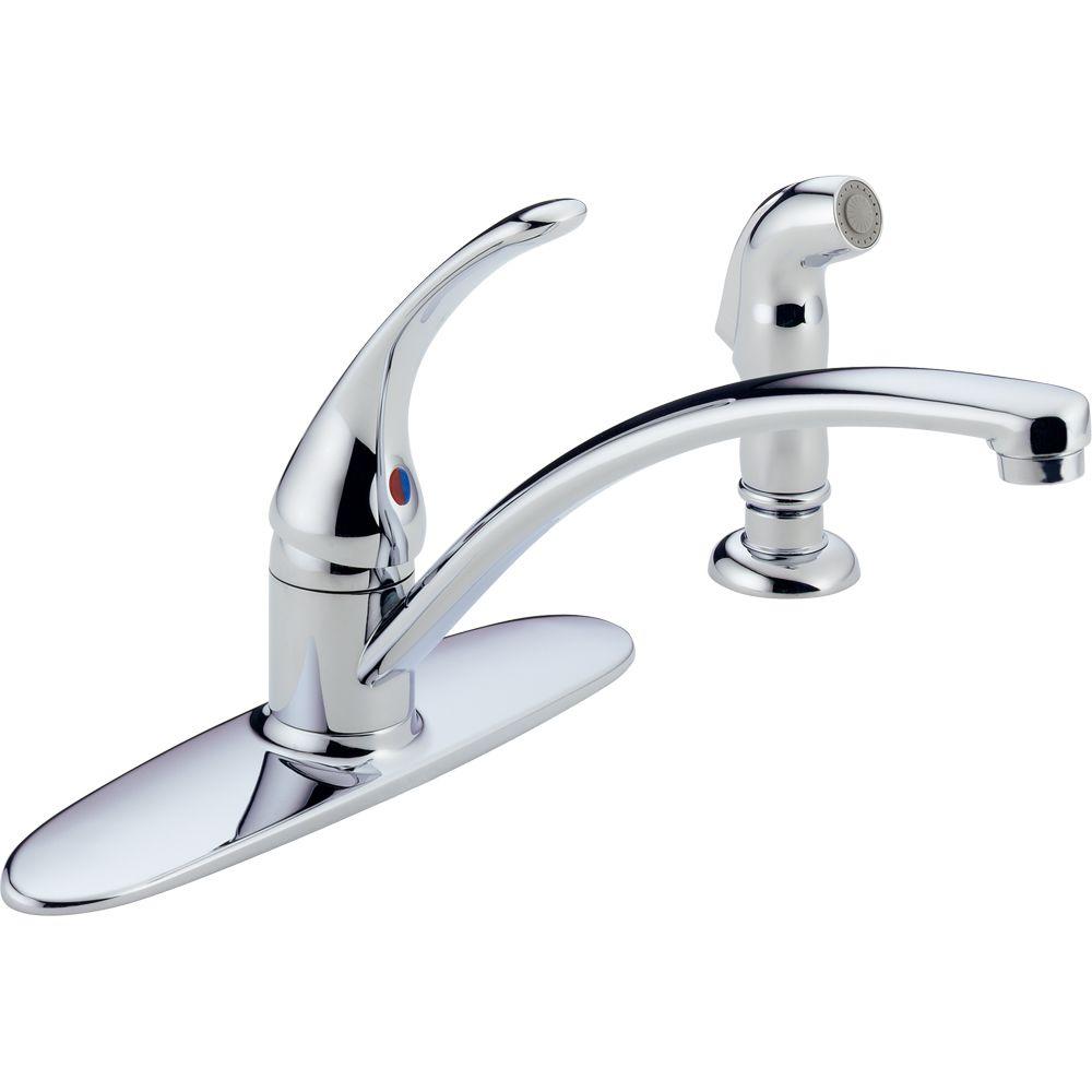 Delta Foundations B4410LF Single Handle Kitchen Faucet With Spray Chrome