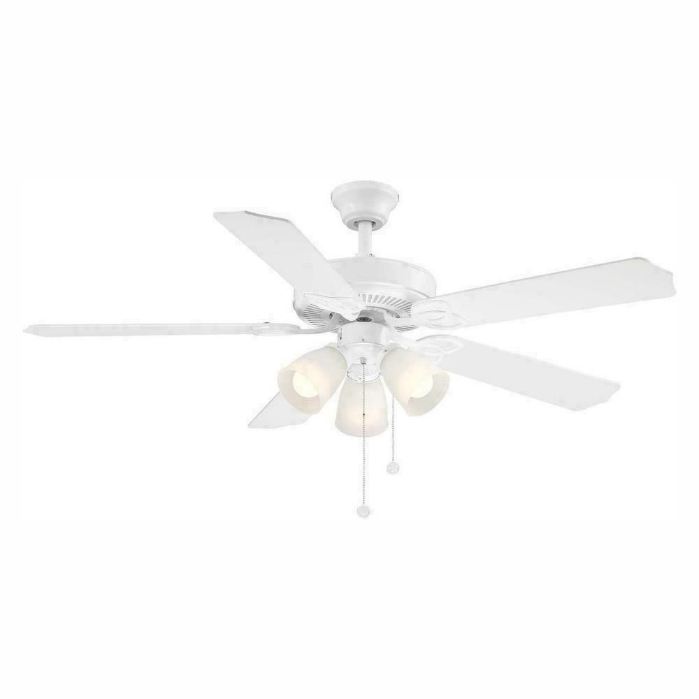 Brookhurst 52 in. YG268-WH LED Indoor White Ceiling Fan with Light Kit 468282