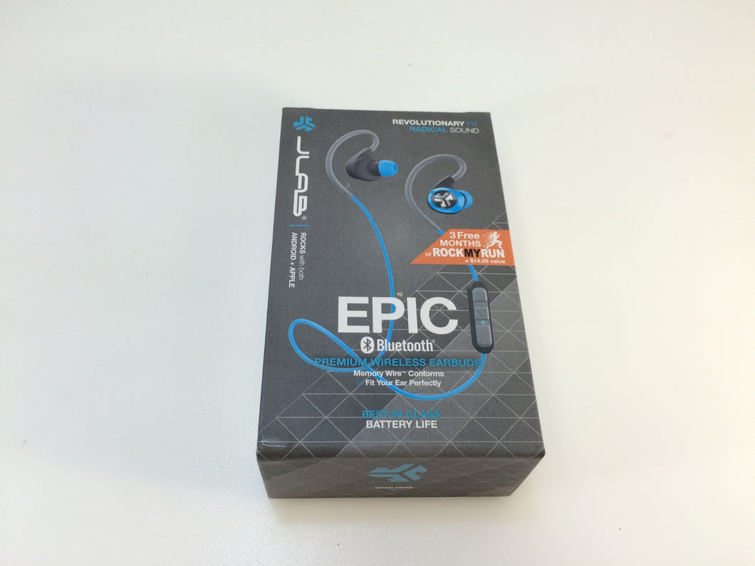 JLab Epic Bluetooth Waterproof In-Ear Headphones, Blue