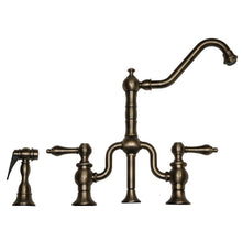 Load image into Gallery viewer, Whitehaus WHTTSLV3-9771SPR Vintage III Twisthaus 9&quot; Bridge Faucet Spray, Pewter
