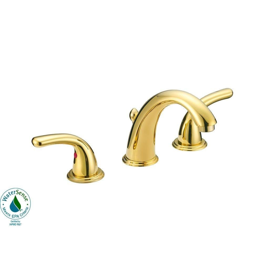 Glacier Bay FW0B4600PBV 8 in. 2-Handle Mid-Arc Bathroom Faucet in Polished Brass