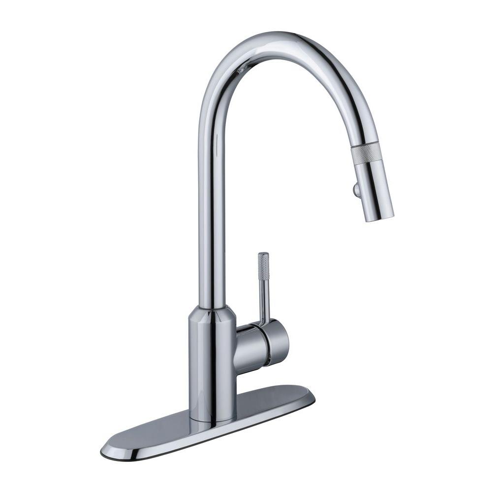 Schon 67706-0001 Axel Single-Handle Pull-Down Sprayer Kitchen Faucet in Chrome