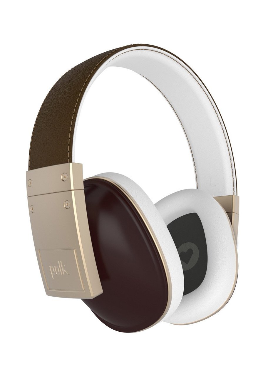 Polk Audio Buckle Brown Headphones with 3 button control and microphone, Brown