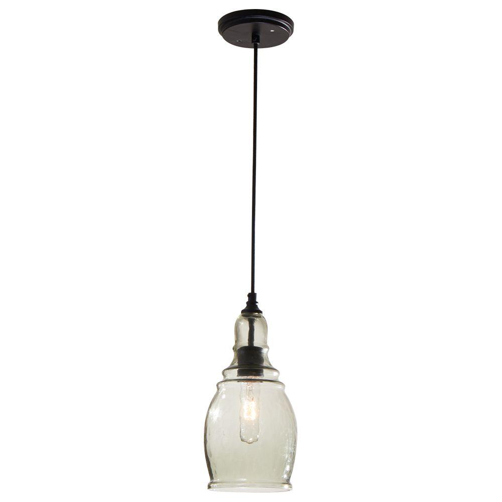 HDC 17221 1-Light Black Mini Pendant with Clear Glass Shade 1001642357