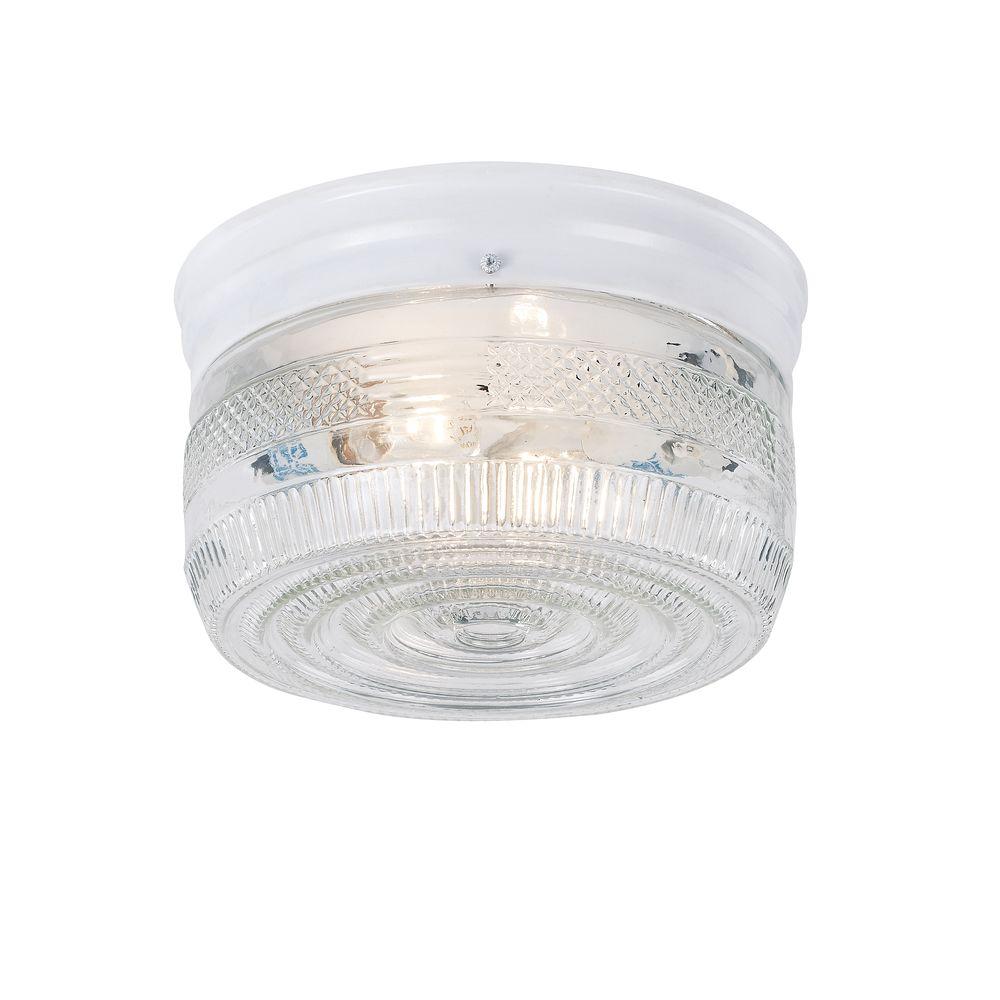 Bel Air Lighting CB-60043 2-Light White Flushmount with Drum Light