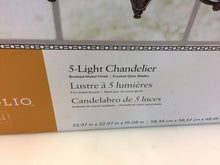 Load image into Gallery viewer, Portfolio FD15-093 Roseall 5-Light Nickel Etched Glass Shaded Chandelier 759873
