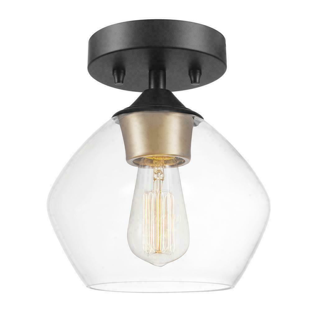 Globe Electric 51367 Harrow 1-Light Matte Black Wall Sconce w/ Clear Glass Shade
