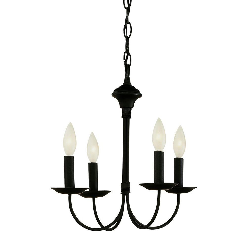 Trans Globe Lighting Cabernet Collection 4-Light Black Chandelier 9014BK