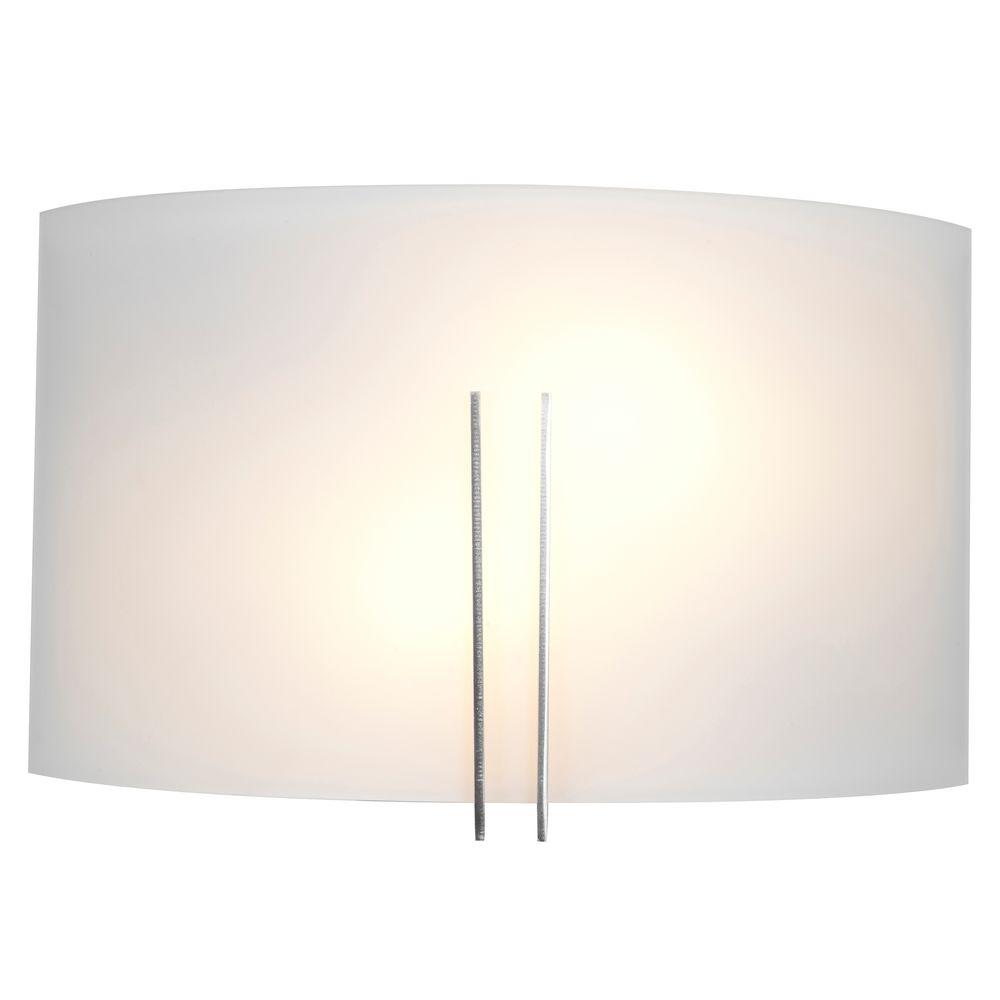 Access Lighting Prong 2 Light Brushed Steel with Sconce White Shade 20447-BS/WHT
