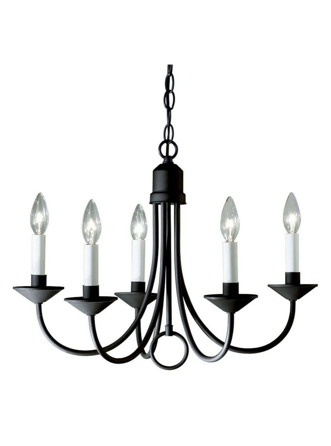 Progress Lighting 5-Light Textured Black White Candles Chandelier P4008-31