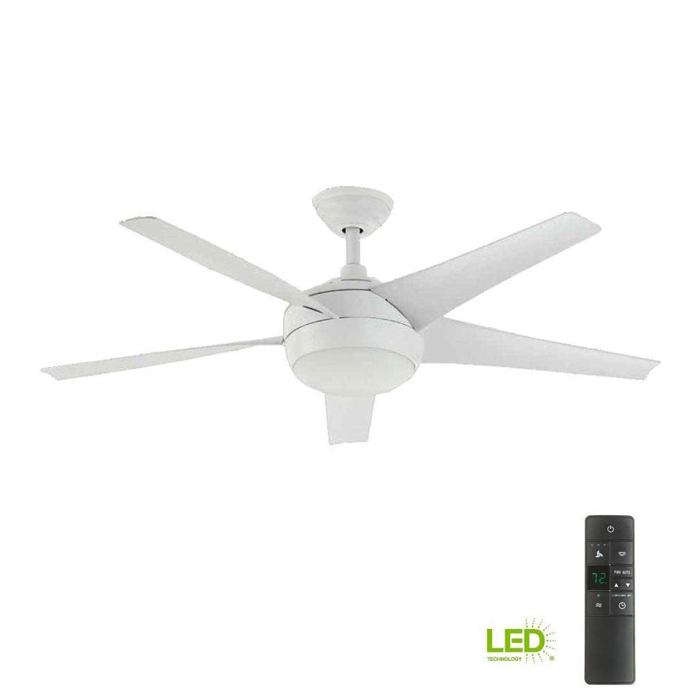 Home Decorators Windward IV 52 in. 26662 LED Matte White Ceiling Fan 1002543114