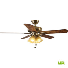 Load image into Gallery viewer, Hampton Bay Lyndhurst 52&quot; LED Antique Brass Ceiling Fan with Light Kit 51013
