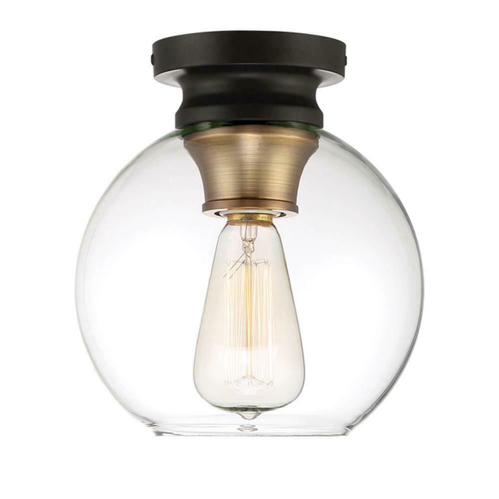 Home Decorators Evelyn 1-Light Artisan Bronze Flush Mount Clear Glass HB1078-313