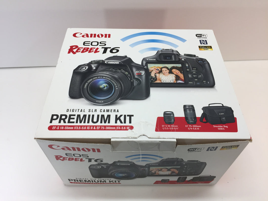 Canon Rebel T6 DSLR Camera Premium Kit with EF-S 18-55mm 75-300mm Lenses