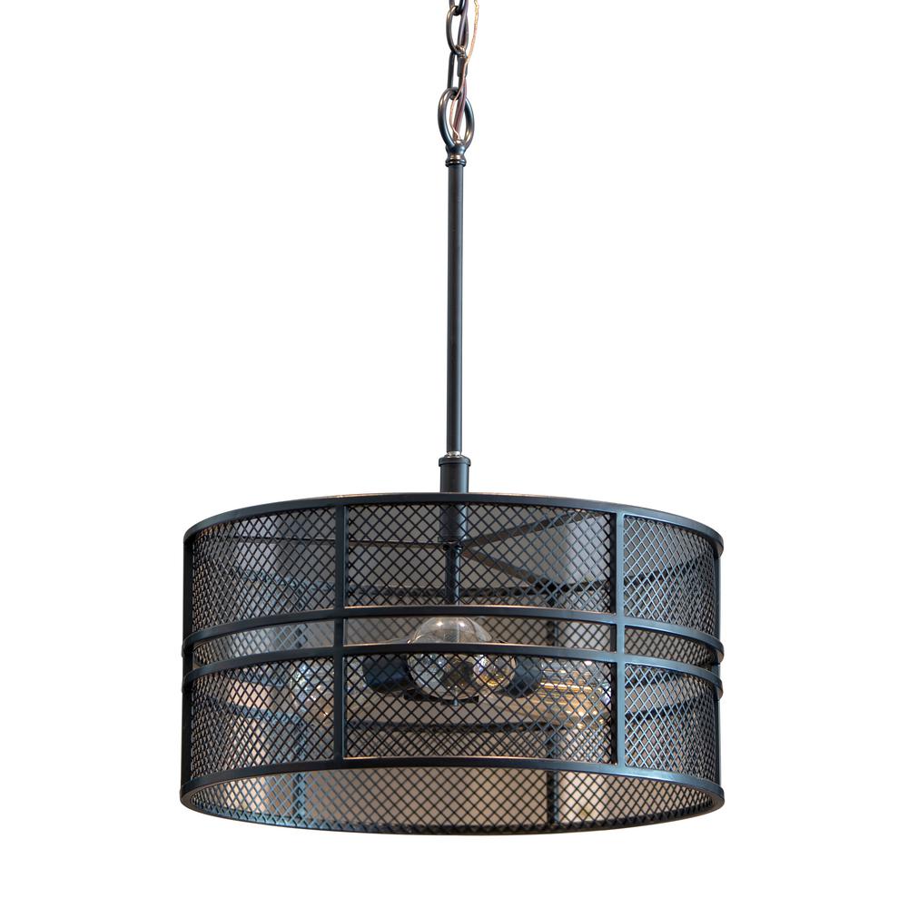 Decor Therapy Rixon 3-Light Black Mesh Shade Pendant CH1926