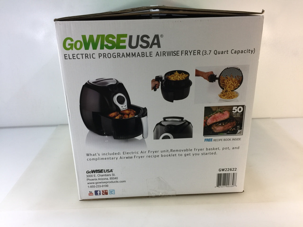 GoWISE USA Electric Airwise Fryer (Air Fryer) 3.7 Quart 7-in-1