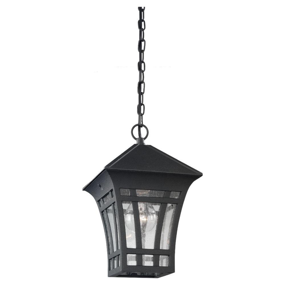 Sea Gull Lighting Herrington 1-Light Black Outdoor Hanging Pendant 60131-12