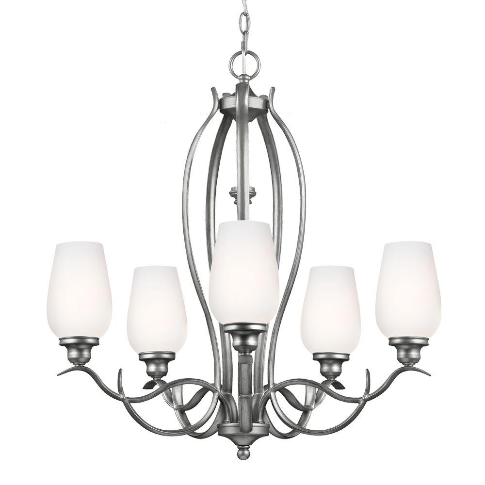 Feiss F3002/5HTSL Standish 5-Light Heritage Silver Single Tier Chandelier