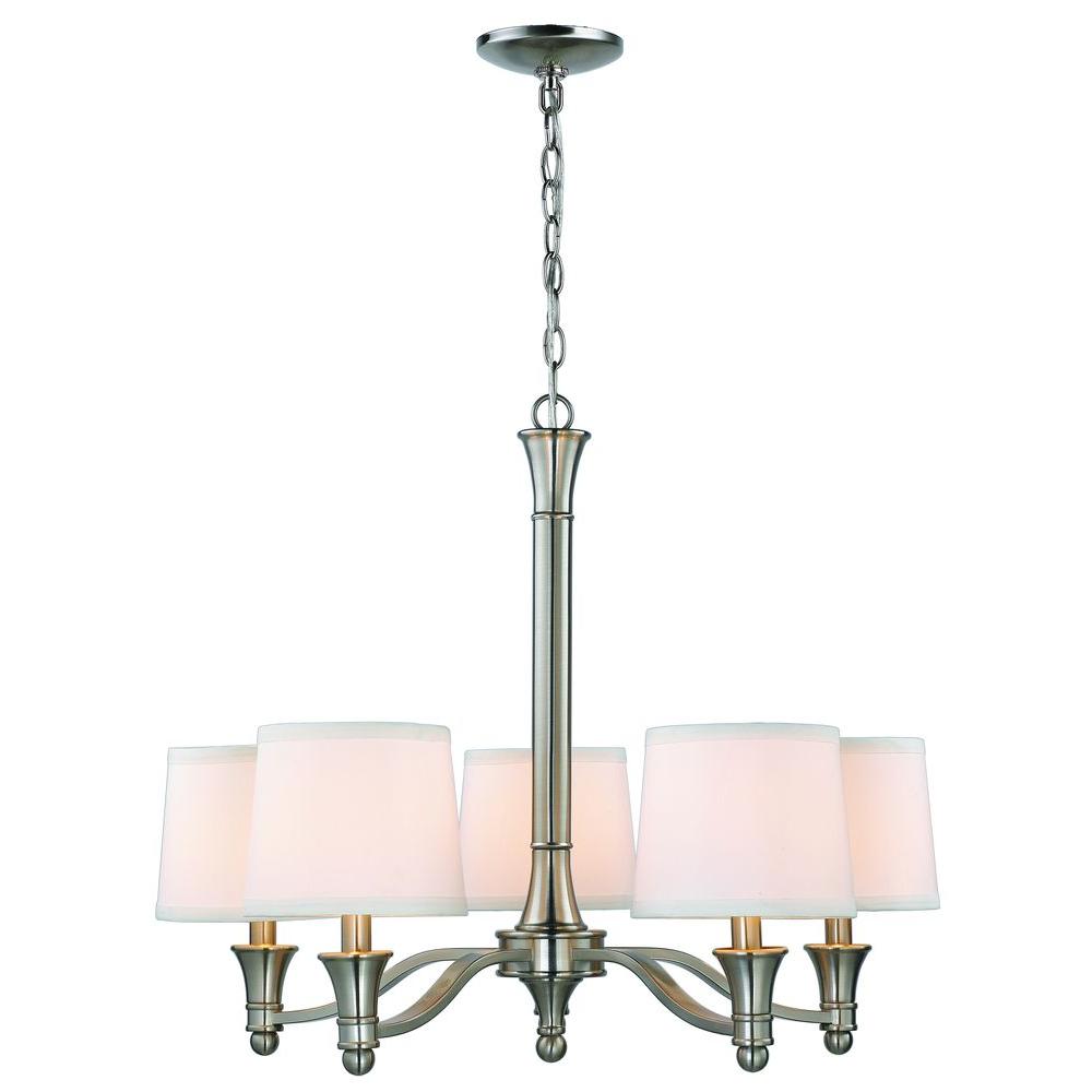 Hampton Bay ES0356BN 5-Light Brushed Nickel Chandelier White 480997