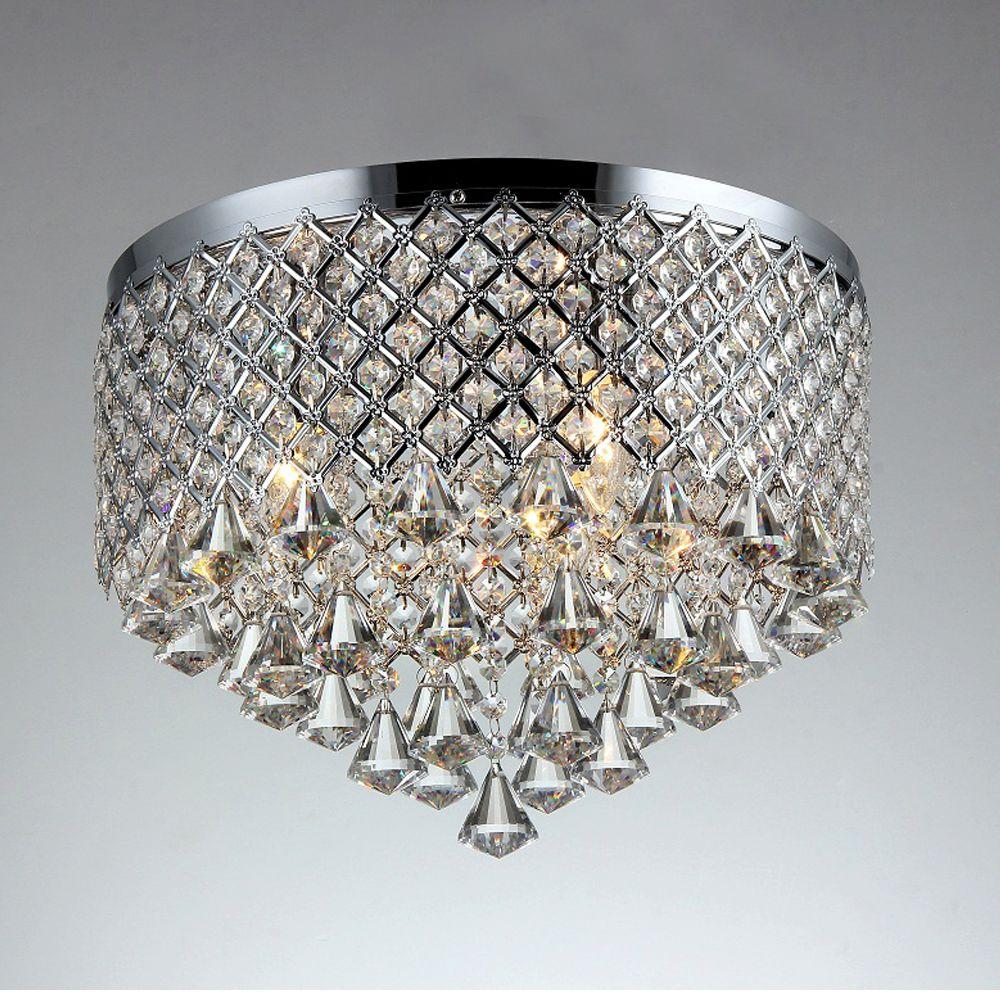 Trey X66113 3-Light Chrome Indoor Crystal Flush Mount
