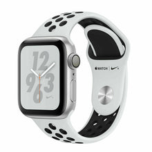 Load image into Gallery viewer, Apple Watch Series4 Nike+ 40mm MU6H2LL/A Silver Aluminum Case Platium Black Band
