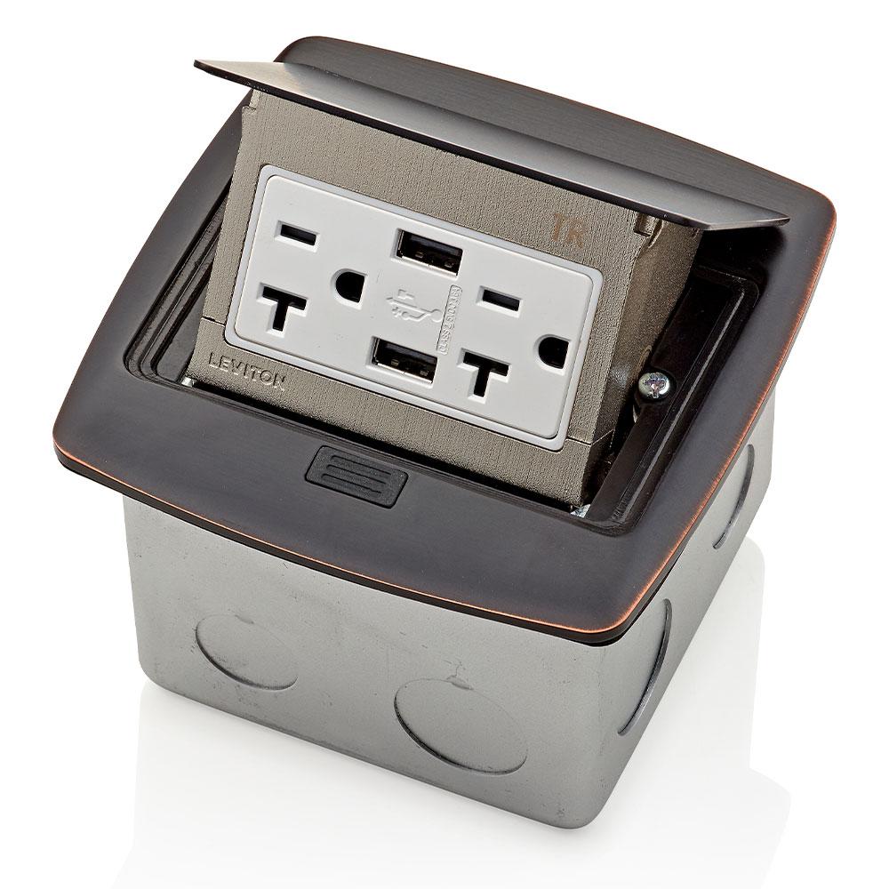 Leviton PFUS2-BZ Pop-UP Floor Box USB Duplex Receptacle Bronze