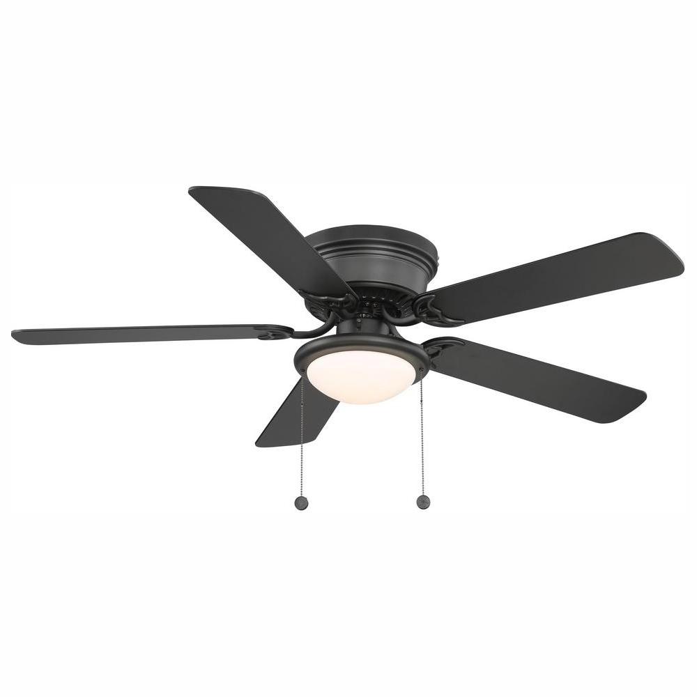 Hugger 52 in. LED Indoor Black Ceiling Fan with Light Kit AL383LED-BK 1002493483