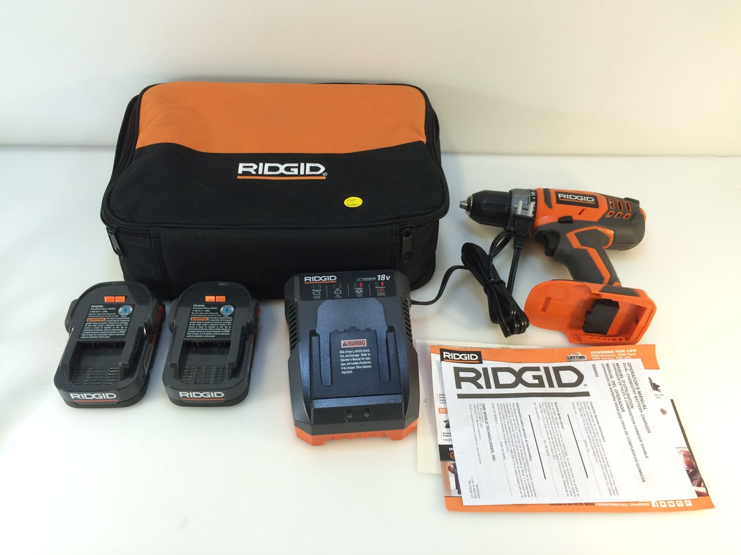RIDGID R860052K 18-Volt Lithium-Ion 1/2 in. Cordless Compact Drill/Driver Kit