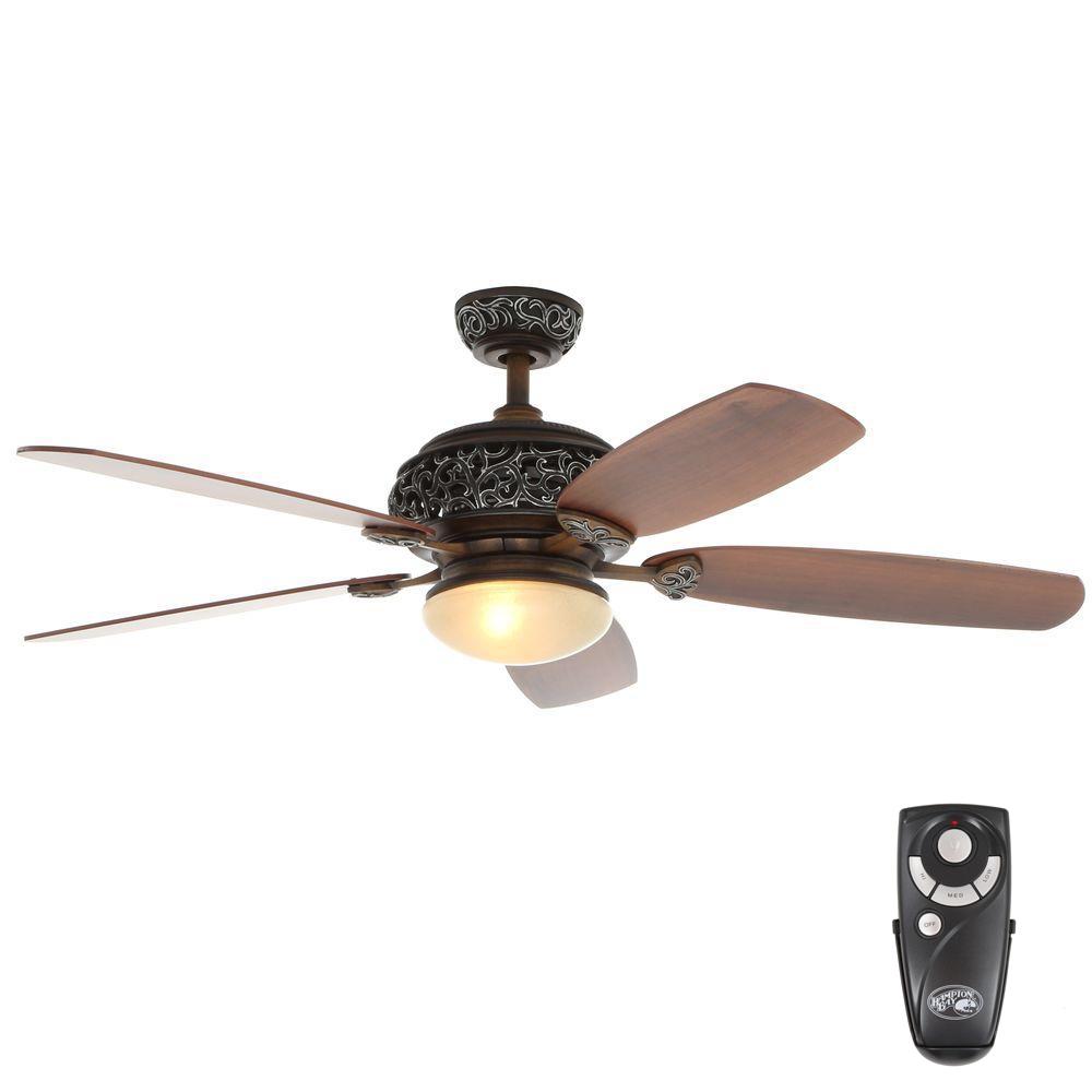 Hampton Bay 52 in. Indoor Caffe Patina Ceiling Fan with Light Kit 34112